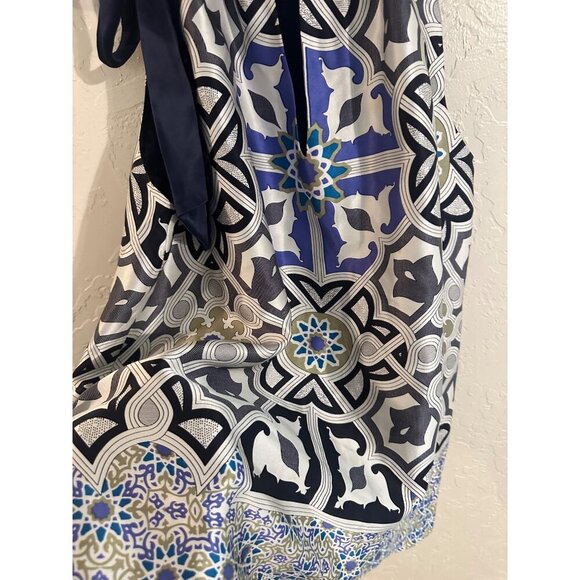 Hale Bob Silk Blue Ribbon Tie Halter Blouse - Picture 3 of 10